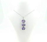 14k Gold Pendant with Three Oval Checkerboard Genuine Natural Amethysts (#J612)