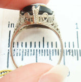 10K Gold Filigree / Art Deco Oval Hard Stone Genuine Natural Cameo Ring (#J2557)