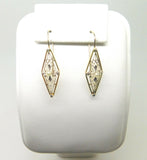 14k Yellow and White Gold Filigree Seed Pearl Earrings (#J3830)