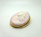 14k Gold Genuine Natural Angel Skin / Conch Shell Cameo Pin Pendant (#J3817)