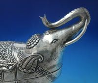 India Sterling Silver Tea Caddy Elephant Form with Chrysanthemums c.1950 (#5468)