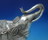 India Sterling Silver Tea Caddy Elephant Form with Chrysanthemums c.1950 (#5468)