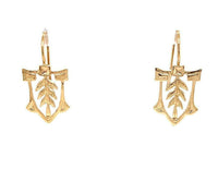 14k Yellow Gold Arts and Crafts Style Leaf Earrings (#J4875)