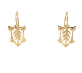 14k Yellow Gold Arts and Crafts Style Leaf Earrings (#J4875)