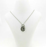 14k White Gold Moon and Black Star Genuine Natural Diamond Pendant (#J5077)