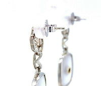 14k White Gold Art Deco Genuine Natural Rock Crystal Quartz Earrings (#J5504)