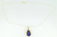 18k Gold Genuine Natural Lapis Pendant with 14k Gold Chain (#J4093)
