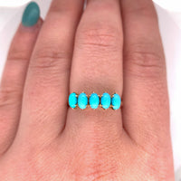 10k Yellow Gold Victorian 5-Stone Turquoise Glass Ring Size 7.75 (#J5858)