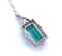 18k Gold 9.60 Carat Teal Genuine Natural Tourmaline Diamond Necklace (#J5196)