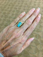 Vintage 10k Yellow Gold Genuine Natural Turquoise Ring c1940s (#J5211)