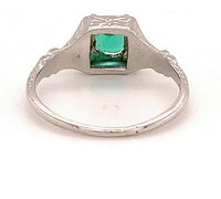 18k Gold Art Deco .56ct Genuine Natural Emerald Ring w/Engraved Flowers (#J4856)