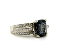 14k White Gold Cushion Cut 2.92 Carat Genuine Natural Grey Spinel Ring (#J5522)