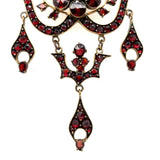 Genuine Natural Bohemian Garnet Necklace Rosette with Drops (#J5404)