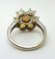 10k White Gold Ring with Genuine Natural Opal Rosette Cluster (#J3661)