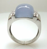14k Gold Genuine Natural Chalcedony Ring with Diamonds (#J3514)