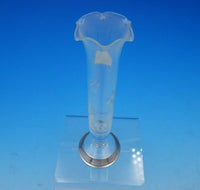 Sterling Silver and Etched Glass Bud Vase Ruffled 7" Tall x 2" Diameter (#3641)
