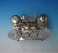 English Sterling Silver and Cut Crystal Cruet Set 10" x 8"  (#5411)