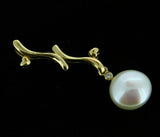 14k Yellow Gold Freshwater Coin Pearl and Diamond Pendant (#J1148)