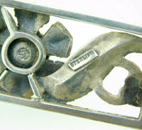 Sterling Silver Arts and Crafts Handwrought Genuine Natural Moonstone Pin #J4546
