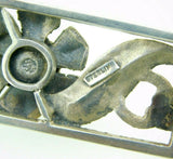Sterling Silver Arts and Crafts Handwrought Genuine Natural Moonstone Pin #J4546