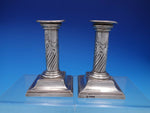 English Sterling Silver Victorian pair of Candlesticks Beaded (#4621)