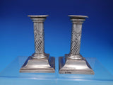 English Sterling Silver Victorian pair of Candlesticks Beaded (#4621)