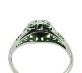 18k White Gold Filigree Heart .10ct Genuine Natural Diamond Ring (#J4768)