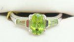 14K Gold 1.20ct Oval Genuine Natural Peridot Ring with Side Peridots (#J2362)