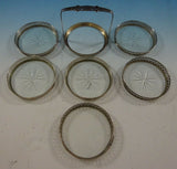 Watson Sterling Silver and Cut Crystal Coast Set 6pc with Caddy 3" x 3" (#2474)