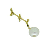 14k Yellow Gold Freshwater Coin Pearl and Diamond Pendant (#J1148)