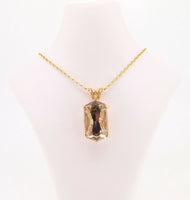 14k Gold Pendant with 11ct Champagne Genuine Natural Smoky Quartz (#J3978)
