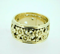 14k Yellow Gold Ring Band with Floral Pierced Design (#J4422)