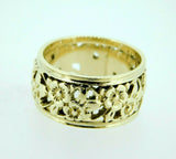 14k Yellow Gold Ring Band with Floral Pierced Design (#J4422)