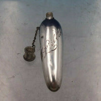 La Pierre Sterling Silver Perfume Bottle with Chain Has Dents 3 1/4" (#6643)