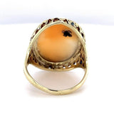 Genuine Natural Shell Cameo Ring with Bezel Diamond Accent Jewelry (#J5556)