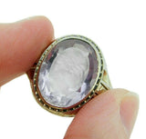 Deco 14k Yellow Gold Genuine Natural Amethyst Cameo Men's Ring (#J4720)