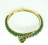 14k Yellow Gold Genuine Natural Peridot Snake Bangle Bracelet (#J4469)