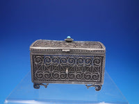 Sterling Silver Box with Turquoise Cabochon and Filigree Layers (#4210)