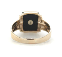 10k Yellow Gold Genuine Natural Onyx Men's Ring Initial "F" Size 11 (#J6130)