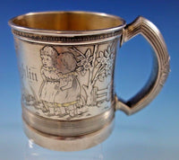 Whiting Sterling Silver Baby Child's Cup Mug Brite-cut Acid Etched Children 1883