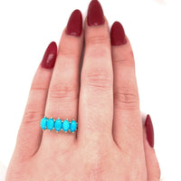 10k Yellow Gold Turquoise Five-Stone Ring Jewelry (#J5714)