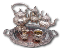 Henry Wilkinson Silverplate Tea Set 6pc with 3-D Bird Finials c. 1860's (#3080)