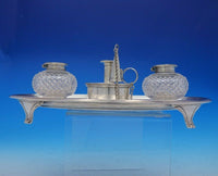 English Georgian Sterling Silver Double Inkwell w/Footed Tray Circa 1796 (#3687)