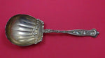 Dresden by Whiting Sterling Silver Berry Spoon Gold Washed Enameled 8 1/2"