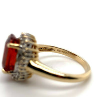 14k Gold 4.41 Carat Genuine Natural Spessartine Garnet and Diamond Ring (#J5419)