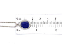 10k White Gold Art Deco Genuine Natural Lapis Lazuli Pendant Jewelry (#J5317)