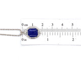 10k White Gold Art Deco Genuine Natural Lapis Lazuli Pendant Jewelry (#J5317)