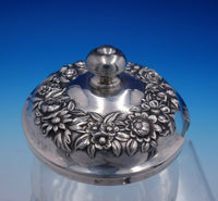 Repousse by Kirk Sterling Silver Glass Jelly Jar and Jelly Spoon #20F (#4909)