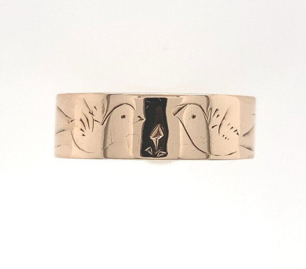 10k Rose Gold Victorian Band Ring with Birds Size 7 Jewelry (#J5883)
