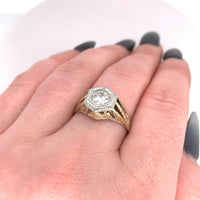 14k Yellow Gold Art Deco .66ct Genuine Natural Diamond Men's Ring (#J5519)